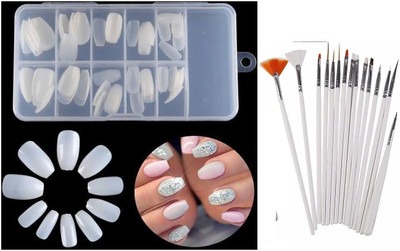 HUZURLU 1SET-100PC-ARTIFICIAL NAIL 1SET-15 BRUSH(WHITE)