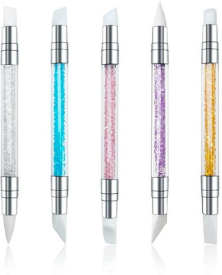 Lmd 5 Pcs Dual Tipped Silicone Nail Tools Nail Art Sculpture Pen(Multicolor)