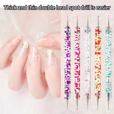 MYEONG 5 Pc 2 Way Dotting Pen Tool Nail Art Tip Dot Paint Manicure kit(Multi Shade)