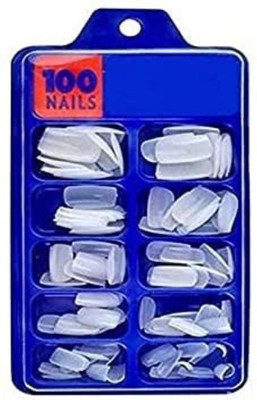 Viva Beauty 100pcs Artificial Nails 100pc White Artificial Nails With 2 Nail Glue.(Transparent)
