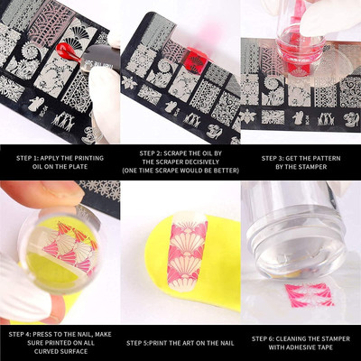 Neycare 3D Easy to used Nail Seal Stamp,Silicone Nail Art Stamper Heads French Tips(Transparent)