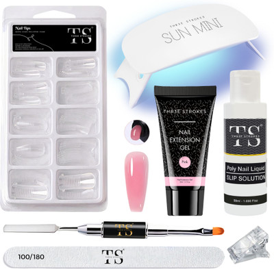 THR3E STROKES Poly Nail Gel Extension Kit for Builder Gel UV Nail Art Kit Nail Extension Set(Multicolor)