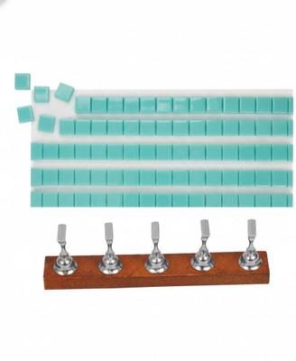 NPAH Magnetic Nail Display Stand Set with Clay, Nail Art Practice Holder(Silver, Wood)