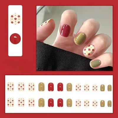SaiVinayak Unique World Trendy Glossy Artificial Press On Nails Set – Elegant Party Wear, 24 Pcs(Multi Colour)
