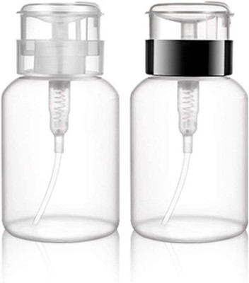 Gleevia Nail Polish Remover Pump 2pcs Push Down Empty Lockable Pump Dispenser Bottle(White)