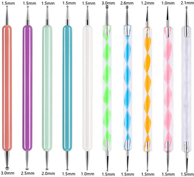 Power Up 10pcs Dotting Tools Set for Nails(Multicolour)