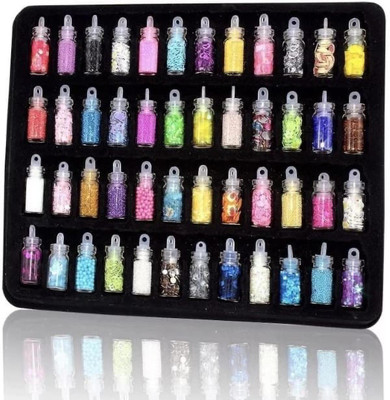 kyoho 48 Pcs Glass Bottles 3D Nail Art Set. Glitter Sequins Rhinestones (MultiColor)(Multicolour)