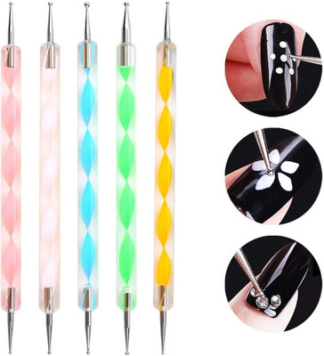 Wonholli Multicolor 2 Way Dotting Pen Tool Nail Art Tip Dot Paint(Multicolor)