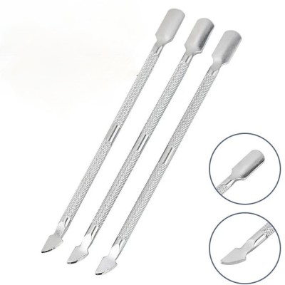 RANORE 3pcs Cuticle Pusher Stainless Steel Dual Head Glue Stick pusher(silver)