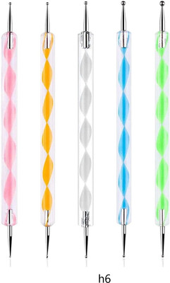 Morbee 5 pc 2 Way Dotting Pen Tool, Nail Art Tip Dot h6(Multicolor)