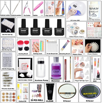 Hilex PROFESSIONAL BASIC NAIL ART KIT COMBO - NAIL EXTENSION KIT- NAIL ART PRODUCT(MULTICOLOR)