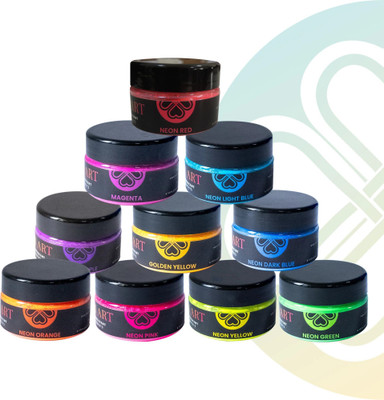 Joy Art Neon Pigment Powder |Fluorescent Color Pigment - Set of 10(Fluorescent 1)