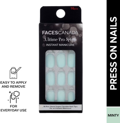 FACES CANADA Ultime Pro Splash Instant Manicure | 16 Pcs Press On Nail Extensions(Minty)