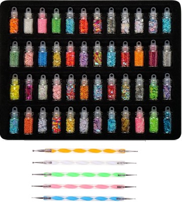 Miss Hot Nail Art-48 Bottles 3D nail art AND 5 Pcs Double Sided Nail Dotting Tool Pen(Multicolor)