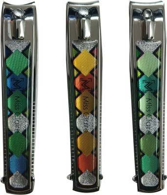 Miss Claire Nail Cutter Stainless Steel For Men And Women , Blue Yellow And Green(pack Of 3)