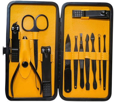 LILA ENTERPRISE Compact Manicure and Pedicure Tools with Leather Travel Case