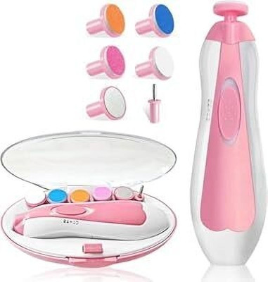 credebs New Baby Nail File Electric,Baby Nail Trimmer Heads Safe (Pink8)