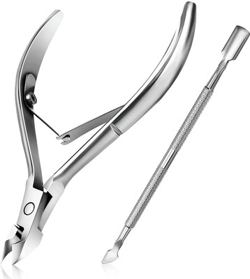 THR3E STROKES Cuticle Cutter + Cuticle Pusher | Cuticle Cutter Clipper Pedicure Manicure Tools