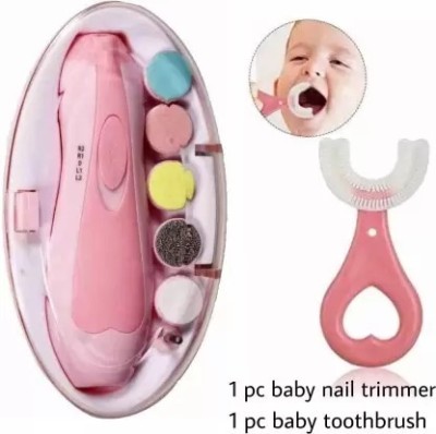 JAMFRO Baby Nail Trimmer with 6 Grinding Heads Safe for baby + 1 pc silicone toothbrush