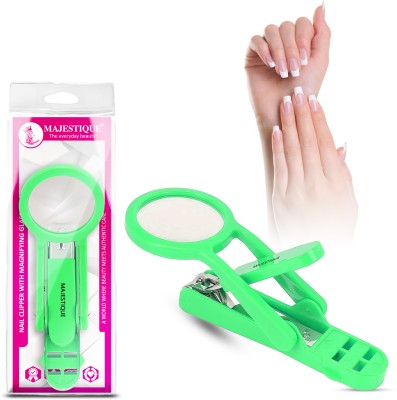 MAJESTIQUE Nail Clipper with Magnifying Glass, Sharp Smooth Nails Cutter - 1Pc Multicolor