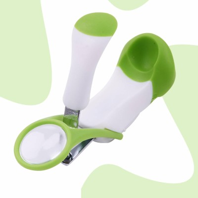 smilykid Gentle Nail Clipper with Magnifier, GREEN/WHITE