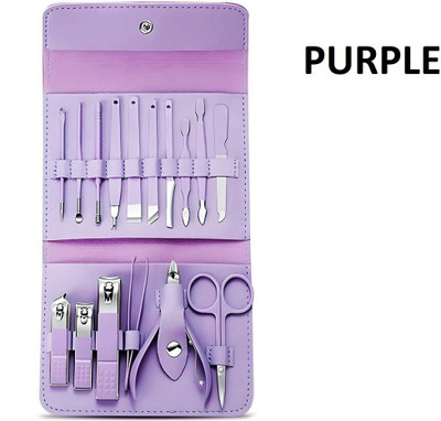 REVATAKG 16 Pcs Stainless Steel Manicure Pedicure Set Nail Clipper Grooming Kit