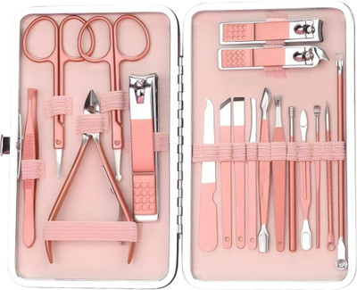 Gold Leaf 18-Piece Nail Grooming Set – Stainless Steel Tools with PU Travel Case