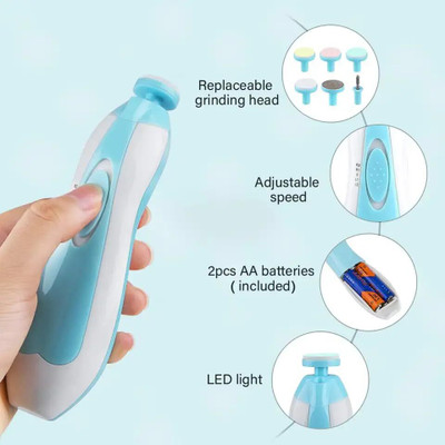 HASRU New Born Baby Protective Electric Nail Trimmer Clipper With Light Manicure set