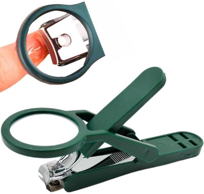 JANKRUT Stainless Steel Magnifying Nail Clipper for Elderly Thick Nail Cutter with Glass