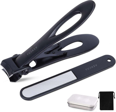 YUJASV Wide opening sharp jaws nails clipper thick toe nail cutter filer set For men