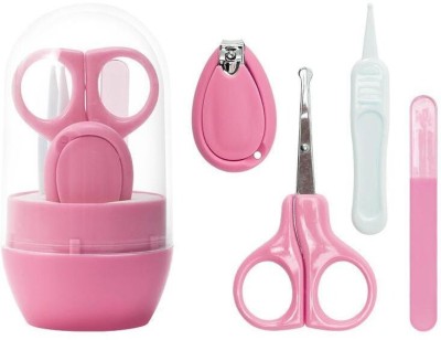 TemuAyaan 4-In-1 Baby Grooming Manicure & Pedicure Kit Newborn Healthcare Daily Hygiene Nursery Set with Baby Nail Clipper, Scissor, Tweezer Nail Filer Cleaning Sets in an Attractive Tablet Case Pink 1 Kit