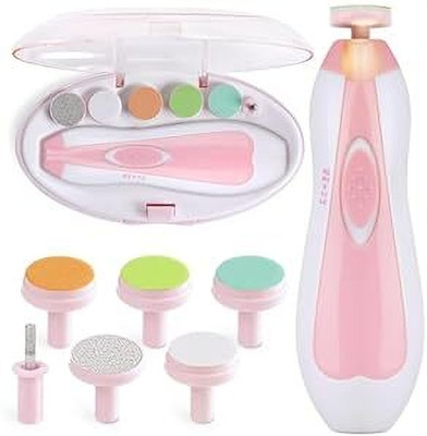 credebs New Baby Nail File Electric,Baby Nail Trimmer Heads Safe (Pink4)