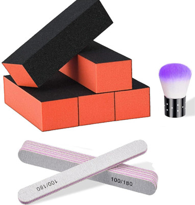 El Syco 1 PC Straight Nail Files and Buffer 1 Pc 3 Way with 1 Pc Nail Brush SET OF 3