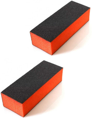 virkart 2pcs Nail Art Shiner Buffer Block Orange Buffing Sanding File(Set of 2)