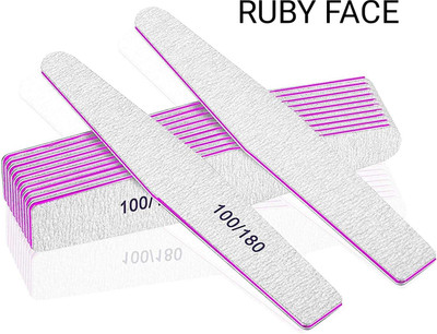 RUBYFACE Nail Filer Professional 100/180 Nail File Set False Shaped Fingernail files(Set of 25)