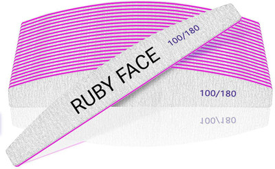 RUBYFACE Nail Filer Professional 100/180 Nail File Set Moon Shaped Fingernail files(Set of 3)