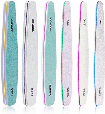maycreate Nail Files, 6pcs Gel Nail File Set Nail Buffer Files Block Coarse Washable Nail Files Polisher and Buffer Double Sided Emery Boards for Acrylic Nails & Natural Nails(Set of 6)