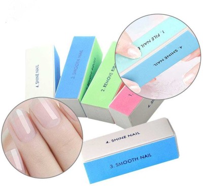 RUBYFACE 4 Way Nail Buffer, Block 4 Steps Sanding Polisher Washable Files Nail Art(Set of 6)