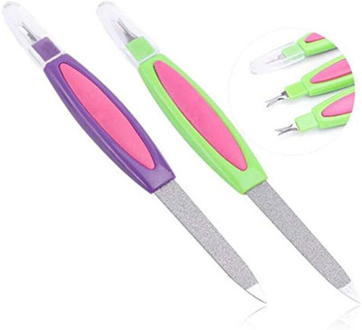 Dazzle Beauty 2 in 1 Nail filer And Buffer for Women. Double Sided with Cuticle Remover(Set of 2)