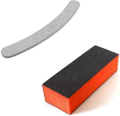 virkart Nail Art Shiner Buffer Block Orange Buffing Sanding File and 1 high quality nail filer(Set of 2)