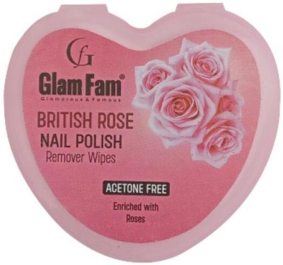 Glam Fam Instant Nail Polish Remover Wipes in BritishROse Fregrence(32 Wipes)(25 g)