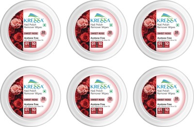 KRESSA Nail Polish Remover Wipes–Acetone Free | Travel-Friendly (Sweet Rose)(300 g)