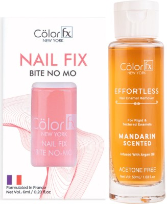 Color Fx Instant Clean Erase Nail Polish Remover Mandarin Scented, & Nail Fix Bite No Mo(56 ml)