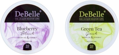 DeBelle Nail Lacquer Remover Wipes combo of 2(Blueberry Blush & Green Tea Gush)(60 g)