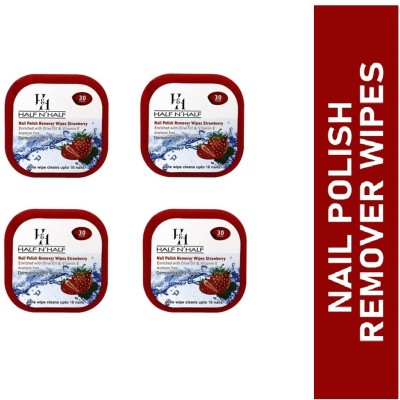 Half N Half Nail Polish Remover Wipes, Pack of 4 (120wipes)(74 g)