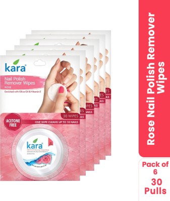 KARA Nail Polish Remover Wipes Rose 30 pulls (Pack of 5)(20 g)