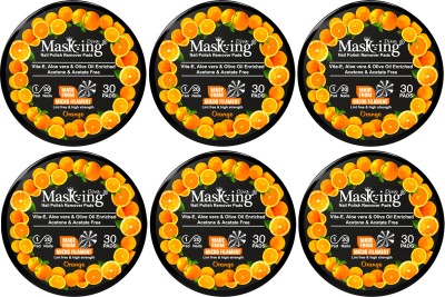 MasKing Nail Polish Remover Wipe Tissue Wet Round Pads (Orange) Pack of 06(180 g)