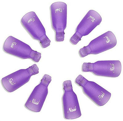 Cosluxe 10Pcs Plastic Nail Art Soak Off Cap Clip UV Gel Polish Remover Wrap Tool PURPLE(10 ml)