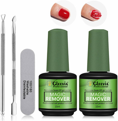 Gleevia Nail Polish Magic Remover Combo Set - Quick & Easily Remove Gel within 2-3min(15 ml)