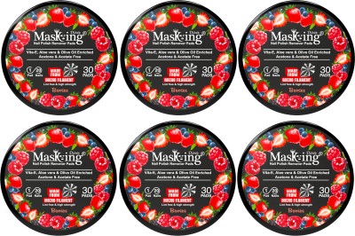 MasKing Nail Polish Remover Wipe Tissue Wet Round Pads (Berries) Pack of 06(180 g)